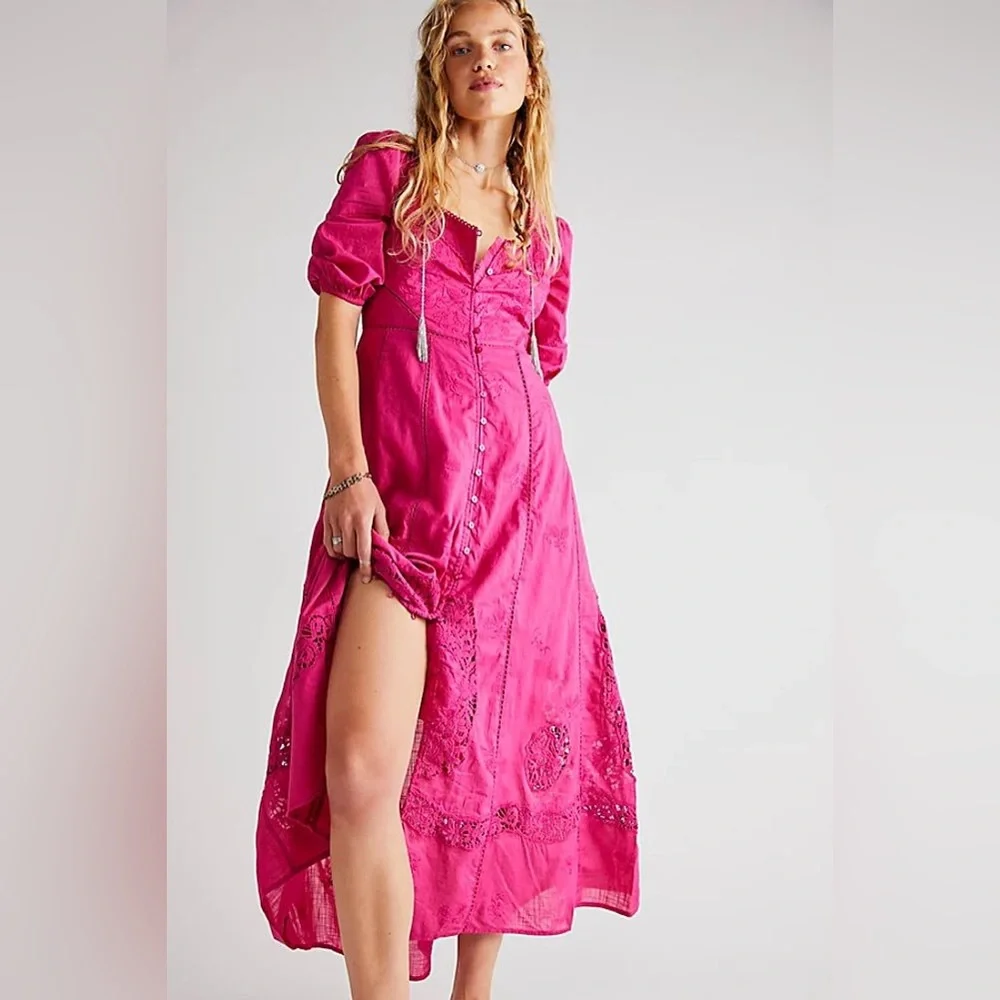 NWT Free People Lisa Lace Midi Dress - Picture 8 of 13